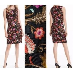White House Black Market Floral Embroidered Sleeveless Dress‎ Womens 6 Party